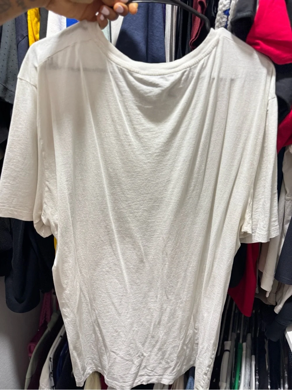 Gucci White Tee with Gold Logo and Green-Red Stripe